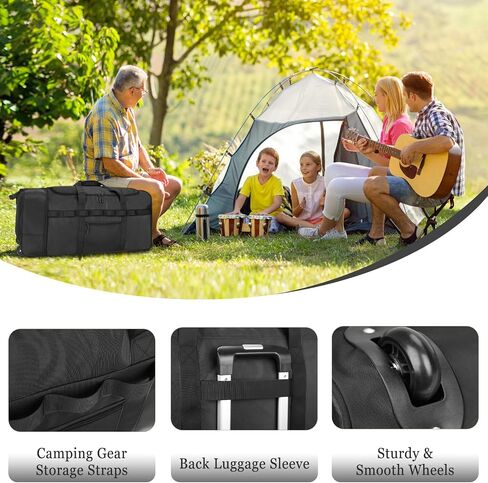 Rolling Duffle Bag with Wheels, 85L Expandable Rolling Duffel Bag for Travelling, Extra Large Foldable Carry on Travel Duffle Bag for Men in Kuwait
