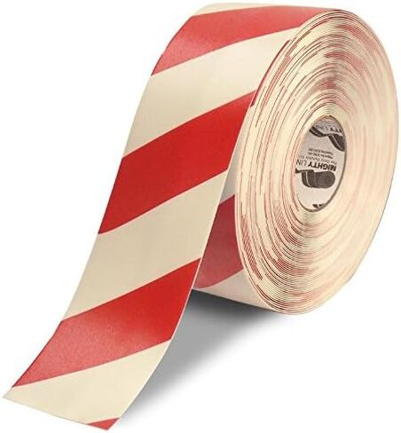 Mighty Line Diagonal Floor Tape 3 inch White/Red 100' Roll in Saudi Arabia