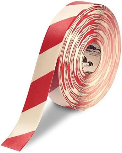 Mighty Line Diagonal Floor Tape 3 inch White/Red 100' Roll in Saudi Arabia