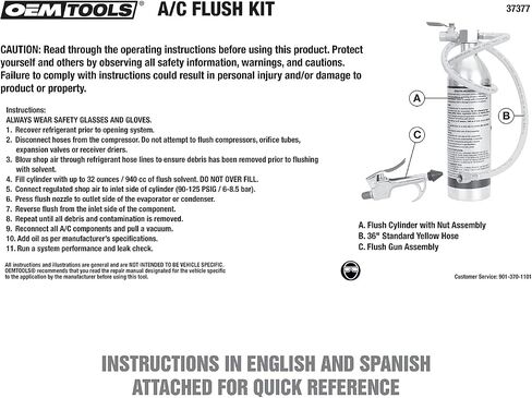 OEMTOOLS 37377 AC System Flush Kit, Cleaning The Air Conditioner with Pressurized Air and Flush Solvent, Easy AC Cleaner Reduces Comebacks, No Spray-Back in Saudi Arabia