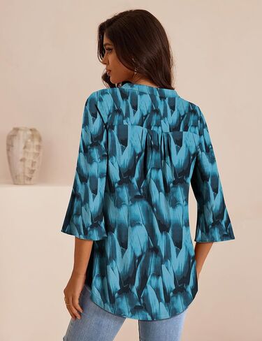 FOLUNSI Women's Plus Size 3/4 Sleeve Tunic Tops V Neck Blouses Dressy Casual L-4XL in Kuwait