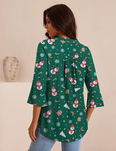 FOLUNSI Women's Plus Size 3/4 Sleeve Tunic Tops V Neck Blouses Dressy Casual L-4XL in Kuwait