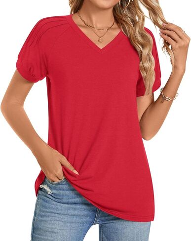 Bestbee Womens 2025 Summer Tops Plus Size Tunics Casual Short Sleeve Shirts Loose Fit Blouses in Saudi Arabia