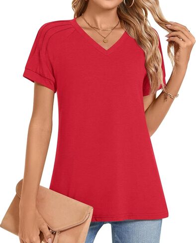 Bestbee Womens 2025 Summer Tops Plus Size Tunics Casual Short Sleeve Shirts Loose Fit Blouses in Saudi Arabia