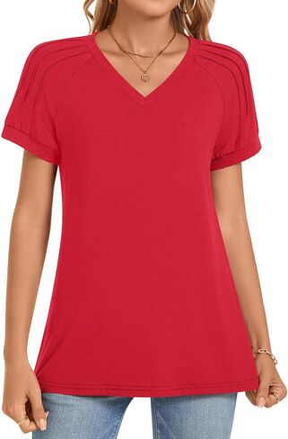 Bestbee Womens 2025 Summer Tops Plus Size Tunics Casual Short Sleeve Shirts Loose Fit Blouses in Saudi Arabia