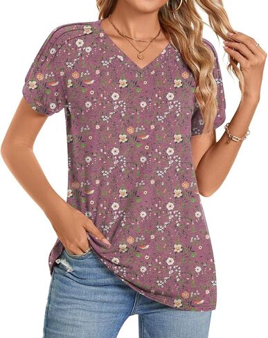 Bestbee Womens 2025 Summer Tops Plus Size Tunics Casual Short Sleeve Shirts Loose Fit Blouses in Saudi Arabia