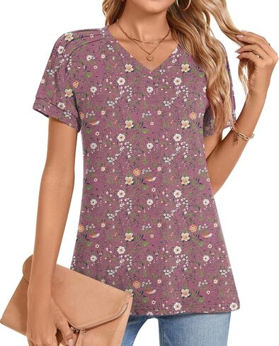 Bestbee Womens 2025 Summer Tops Plus Size Tunics Casual Short Sleeve Shirts Loose Fit Blouses in Saudi Arabia