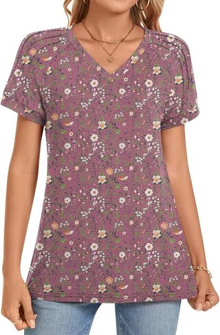 Bestbee Womens 2025 Summer Tops Plus Size Tunics Casual Short Sleeve Shirts Loose Fit Blouses in Saudi Arabia