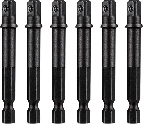 6 Pack 1/4 inch Square Socket Adapter Bits Drill Socket Adapter Square Socket Bit Adapter 1/4 to 1/4 Impact Driver Power Bit Set for Automotive DIY, 1/4" Hex Shank Square Socket Bit Adapter, Silver in Kuwait