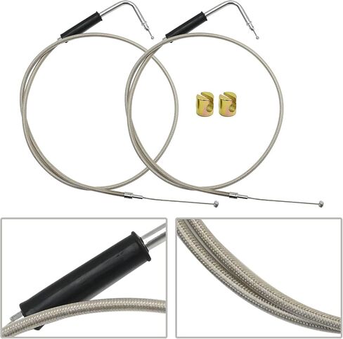 56579-02A Stainless Steel Throttle and Idle Cable Set, Replacement for Harley-Davidson FXST FLST 1996-UP, FLT 1996-2007, XL 1996-UP, Replaces 56579-02A in Saudi Arabia