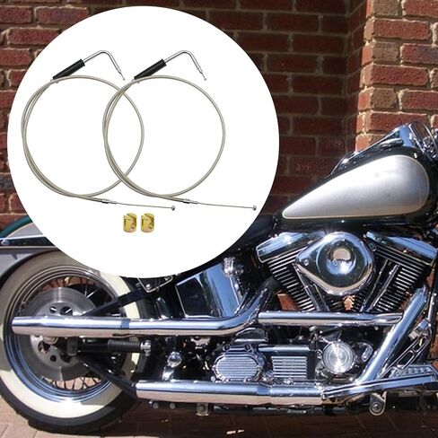 56579-02A Stainless Steel Throttle and Idle Cable Set, Replacement for Harley-Davidson FXST FLST 1996-UP, FLT 1996-2007, XL 1996-UP, Replaces 56579-02A in Saudi Arabia