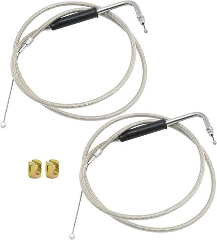 56579-02A Stainless Steel Throttle and Idle Cable Set, Replacement for Harley-Davidson FXST FLST 1996-UP, FLT 1996-2007, XL 1996-UP, Replaces 56579-02A in Saudi Arabia