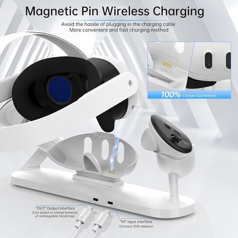 HiBloks Charging Dock for Meta Quest 3, Magnetic Wireless Charging for Oculus Quest 3S Controller with 20W Adapter, 2 Rechargeable Batteries, 2 Battery Cover, 2 Silicone Grip Covers and Charger Cable in Saudi Arabia