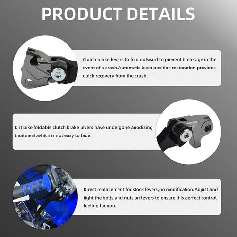رافعات الفرامل القابض للدراجة الترابية ، رافعات الانفصال عن CNC قابلة للطي لـ YZ125 YZ250 15-25/YZ250F 09-25/YZ426F YZ450F 09-25/WR450F 24-25-Blue in Saudi Arabia