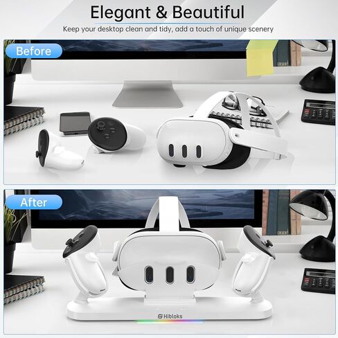 HiBloks Charging Dock for Meta Quest 3, Magnetic Wireless Charging for Oculus Quest 3S Controller with 20W Adapter, 2 Rechargeable Batteries, 2 Battery Cover, 2 Silicone Grip Covers and Charger Cable in Saudi Arabia