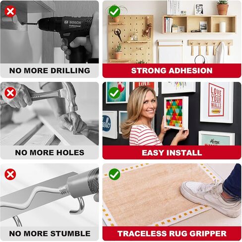 48 Medium Hanging Strips Refill, No Damage Adhesive Strips for Wall Hooks, Removable Picture Hanging Strips，Wall Sticky Double Sided Tape Heavy Duty Variety Pack in Kuwait