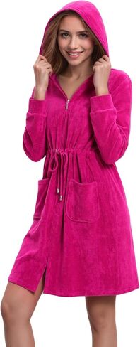 نساء Terry Cloth Zipper Robe zip up bathrobes with goples cotton cotton housecoat loungown oungewear in Kuwait