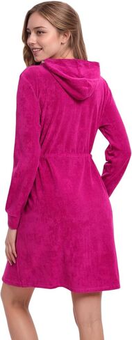 نساء Terry Cloth Zipper Robe zip up bathrobes with goples cotton cotton housecoat loungown oungewear in Kuwait