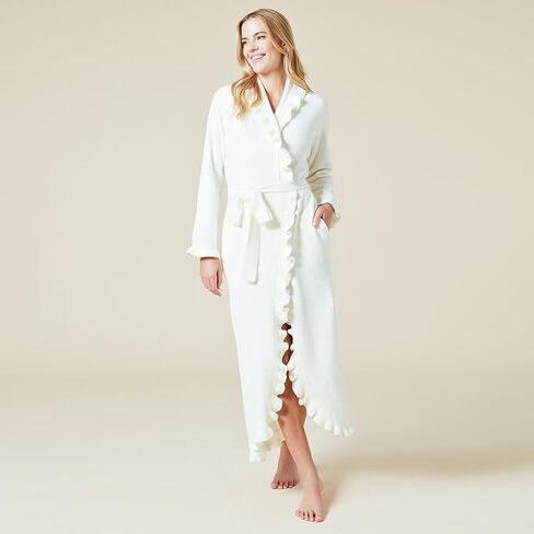Softies Women's Ultra Soft Ruffle Ankle-Length Chenille Robe, Lightweight, Side Seam Pockets in Kuwait