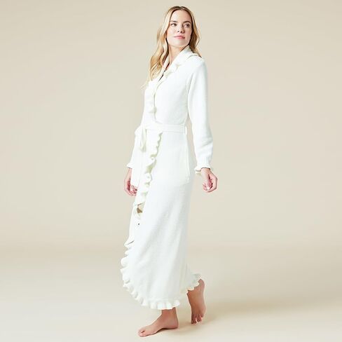 Softies Women's Ultra Soft Ruffle Ankle-Length Chenille Robe, Lightweight, Side Seam Pockets in Kuwait