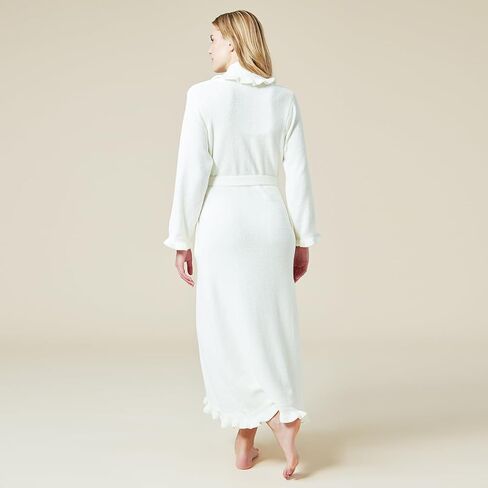 Softies Women's Ultra Soft Ruffle Ankle-Length Chenille Robe, Lightweight, Side Seam Pockets in Kuwait