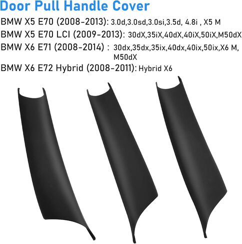 يتوافق Jaronx مع BMW X5 E70/X6 E71 مقبض الأبواب ، أغطية مقبض الأبواب 3pcs لـ BMW X5 E70 2008-2013 ، X6 E71/E72 2008-2014 ، الجانب الأيسر واليمين (أسود) in Saudi Arabia