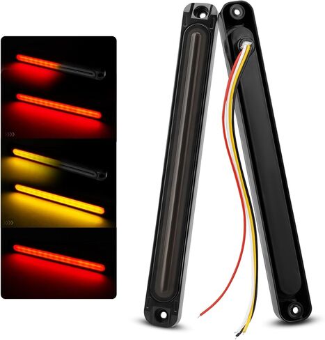 JERBOR 10 "LED Trailer Tail Light Bar Stop Stop Light Lights التعرف على مجموعة الأضواء Red & Amber Sequential Strobe Strip مصباح مع عدسة مدخنة للماء لالتقاط الشاحنة RV ATV UTV 2PCS in Kuwait