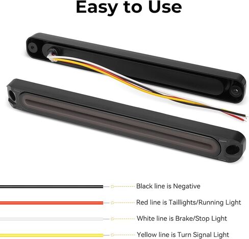JERBOR 10 "LED Trailer Tail Light Bar Stop Stop Light Lights التعرف على مجموعة الأضواء Red & Amber Sequential Strobe Strip مصباح مع عدسة مدخنة للماء لالتقاط الشاحنة RV ATV UTV 2PCS in Kuwait