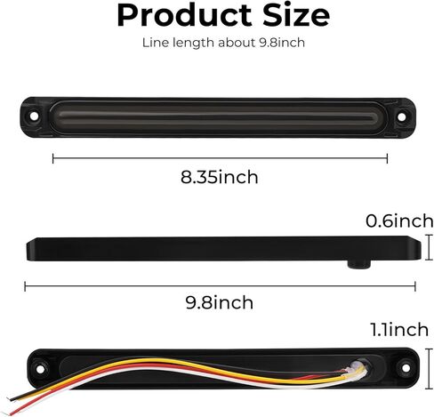 JERBOR 10 "LED Trailer Tail Light Bar Stop Stop Light Lights التعرف على مجموعة الأضواء Red & Amber Sequential Strobe Strip مصباح مع عدسة مدخنة للماء لالتقاط الشاحنة RV ATV UTV 2PCS in Kuwait