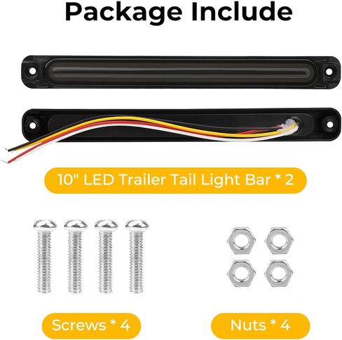 JERBOR 10 "LED Trailer Tail Light Bar Stop Stop Light Lights التعرف على مجموعة الأضواء Red & Amber Sequential Strobe Strip مصباح مع عدسة مدخنة للماء لالتقاط الشاحنة RV ATV UTV 2PCS in Kuwait