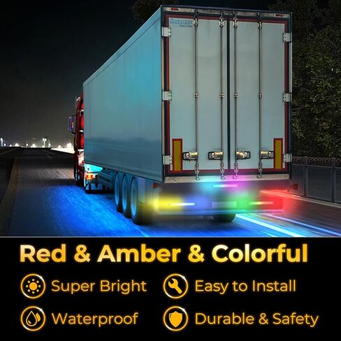 Jerbor 10" LED Trailer Tail Light Bar Brake Stop Turn Signal Lights Assembly Identification Red & Amber Sequential Strobe Strip Lamp w/Smoked Lens Waterproof for Truck Pickup Offroad RV ATV UTV 2Pcs in Saudi Arabia