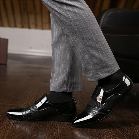 Men's Patent Leather Cap Toe Mesh Slip on Dress Loafers Formal Work Business Dress Office Shoes for Male in Kuwait