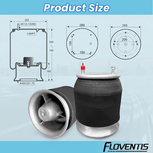 2PCS Air Spring Facs for Freightliner Trucks OEM يحل محل# W01-358-9781 ، 910S-16A382 ، 1R12-603 ، 681-320-0017 ، A416-14004-000 فح أكياس ربيع شاحنة ركوب الشاحنة (1V9781) in Saudi Arabia