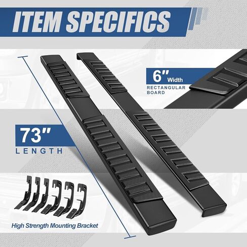 Auto Dynasty Running Boards Compatible with 2007-2019 Chevy Silverado GMC Sierra Extended Cab, Aluminum Side Steps Rail Nerf Bar, 6" Step Bars, Black Powdercoated in Saudi Arabia