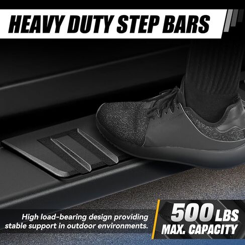 Auto Dynasty Running Boards Compatible with 2007-2019 Chevy Silverado GMC Sierra Extended Cab, Aluminum Side Steps Rail Nerf Bar, 6" Step Bars, Black Powdercoated in Saudi Arabia