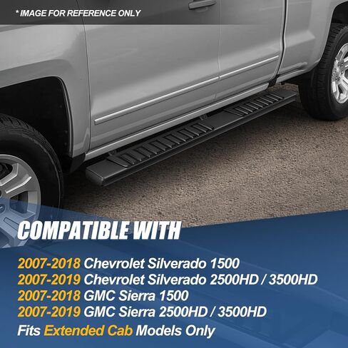 Auto Dynasty Running Boards Compatible with 2007-2019 Chevy Silverado GMC Sierra Extended Cab, Aluminum Side Steps Rail Nerf Bar, 6" Step Bars, Black Powdercoated in Saudi Arabia
