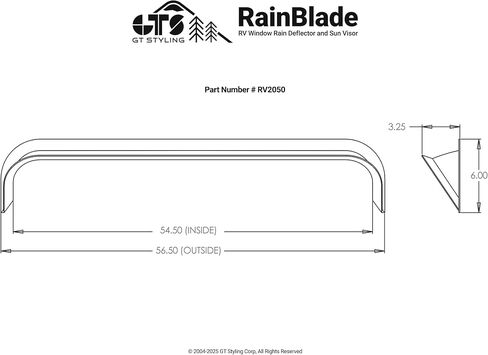 Rainblade لنوافذ RV على نمط الدفع ، ونافذ النافذة والأبواب ، و Sun Visor (يناسب 30-33 بوصة. الإطار) in Kuwait