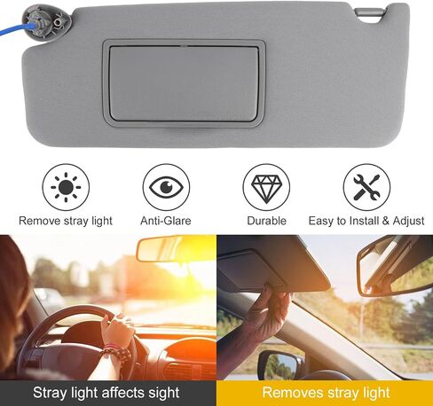 Sun Visor Driver Side for Honda Pilot 2017–2022, Front Left Side Sunvisor with Lighted Mirror, Gray Auto Sunshade Replacement for OE 83280-TG7-A12ZB in Saudi Arabia