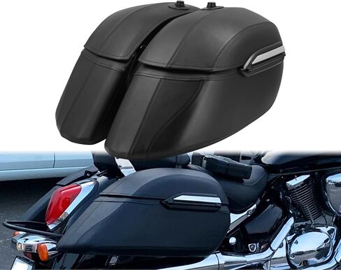 Hard Saddlebags with Heavy-Duty Mounting Kit Reinforced Water Resistant Fit Harley Softail Fat Boy Deluxe Touring Road King Universal For Yamaha For Honda Black in Saudi Arabia