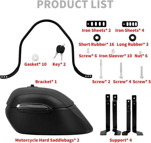 Hard Saddlebags with Heavy-Duty Mounting Kit Reinforced Water Resistant Fit Harley Softail Fat Boy Deluxe Touring Road King Universal For Yamaha For Honda Black in Saudi Arabia