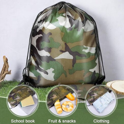 12 Pcs Camo Bag Drawstring Backpack Camouflage Drawstring Bags Army Cinch Camo Polyester Pack Bulk Woodland Backpack(Classic,13.4 x 16.9 Inch) in Saudi Arabia