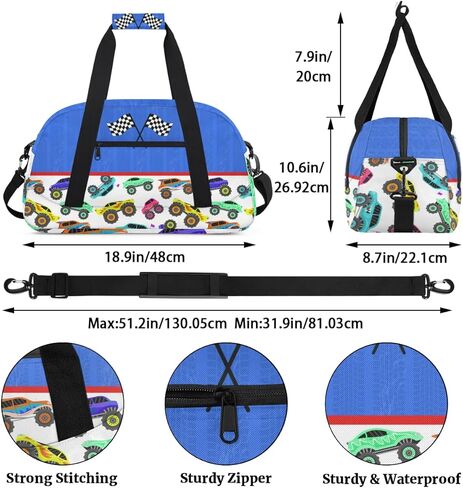 الأطفال يفرطون في حالة من القماش الخشن للأولاد - حقيبة رياضة رياضية للأمتعام ، حقيبة أمتعة ، مقاومة للماء ، محمل في حمل أسبوعية للتدريب على التدريب في مدرسة نوم (سيارة شاحنة سباق) in Kuwait