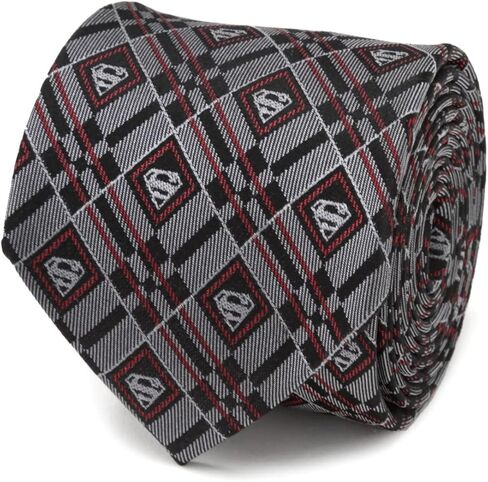 Superman Geometric Gray Silk Men's Tie in Saudi Arabia