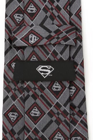 Superman Geometric Gray Silk Men's Tie in Saudi Arabia