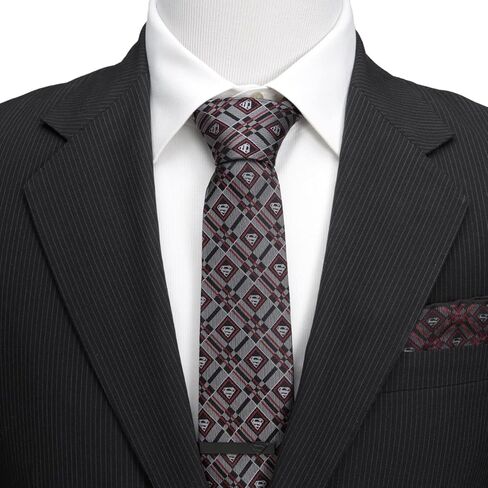 Superman Geometric Gray Silk Men's Tie in Saudi Arabia