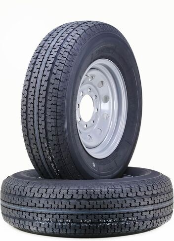 مجموعة عجلات إطار المقطورة ST175/80R13 8 طبقات D 97M 5 عروة على حافة PCD بيضاء مقاس 4.5 بوصة، مجموعة 2 in Kuwait