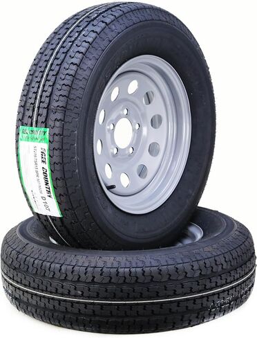 مجموعة عجلات إطار المقطورة ST175/80R13 8 طبقات D 97M 5 عروة على حافة PCD بيضاء مقاس 4.5 بوصة، مجموعة 2 in Kuwait