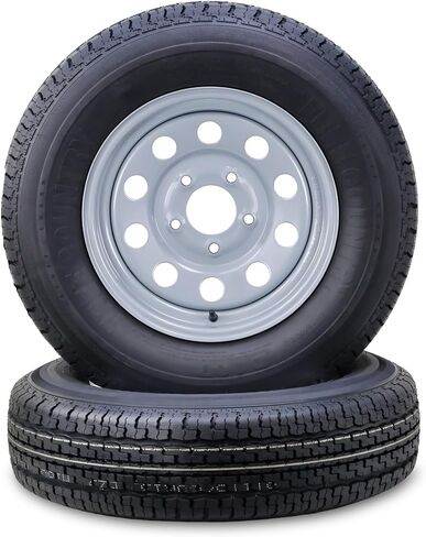 مجموعة عجلات إطار المقطورة ST175/80R13 8 طبقات D 97M 5 عروة على حافة PCD بيضاء مقاس 4.5 بوصة، مجموعة 2 in Saudi Arabia
