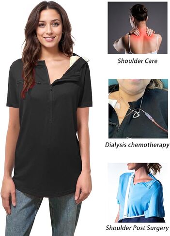 قمصان ميناء YouDiao الكيميائية للنساء بالانتعاش القصيرة بعد الجراحة مع 2 لقطات جانبية ثنائية السوست in Kuwait