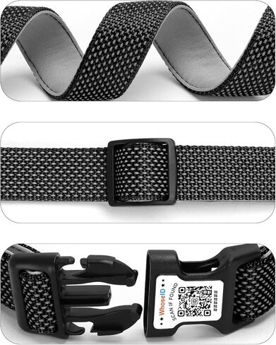 طوق الكلب العاكس مع حامل الجوية ، طوق الكلب القابل للتعديل مع النيوبرين مبطنة ومضادة لخطأ رمز QR (أسود ، متوسطة) in Kuwait